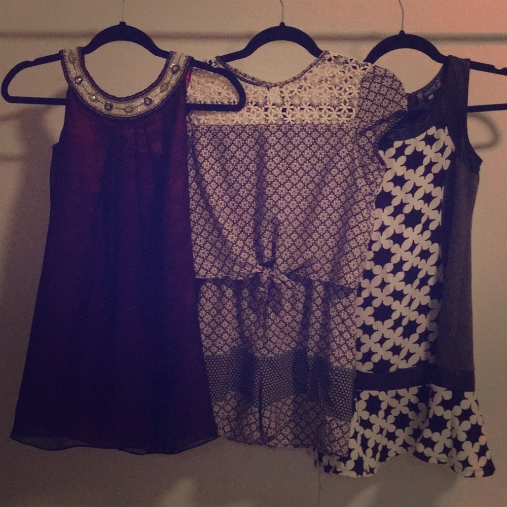 2 long shirts/ short dresses. 1 romper